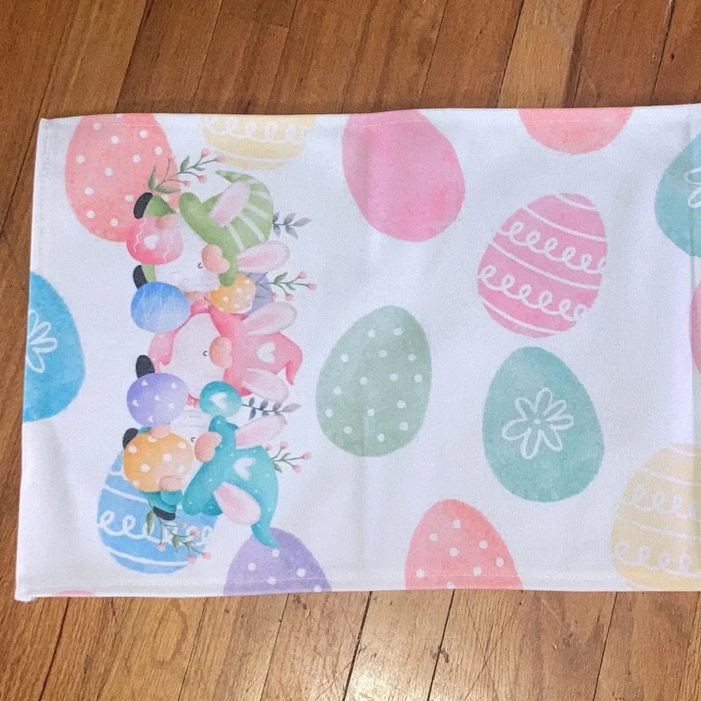Decorative Easter Pastel Gnomes Eggs 13 in W x 70 in L Table Runner New